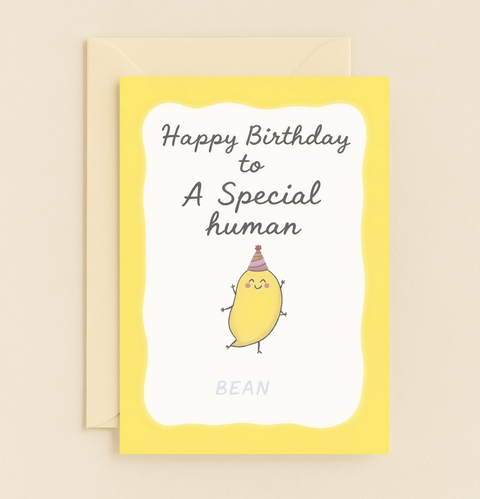 special human bean birthday card