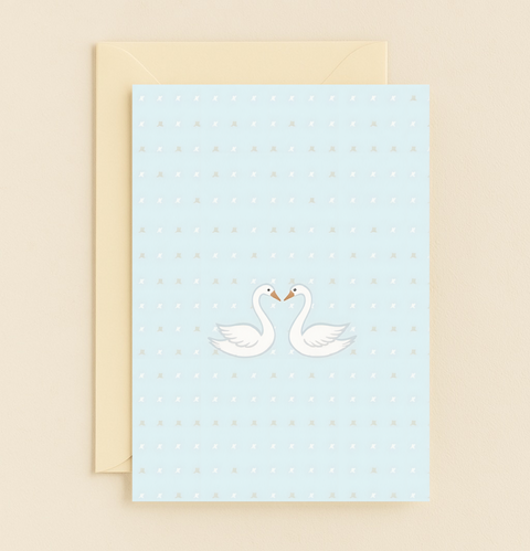 swans in love greeting card