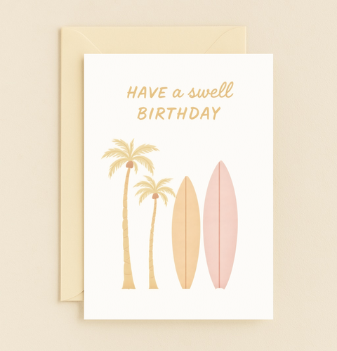 swell birthday surfboard card