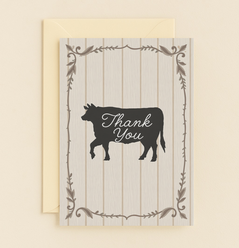 thank you rustic cow card
