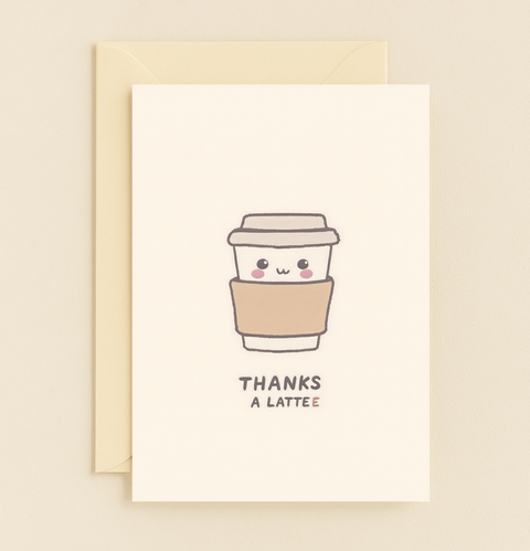thanks a latte cute coffee card