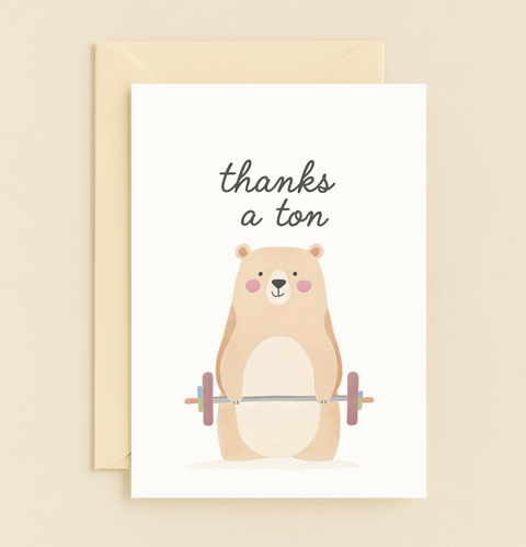 thanks a ton bear weightlifting card