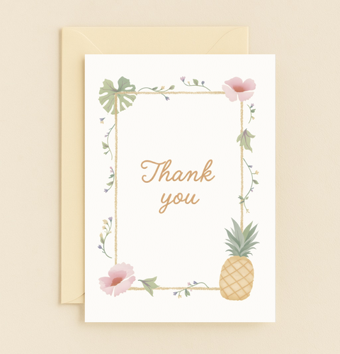 tropical floral thank you card