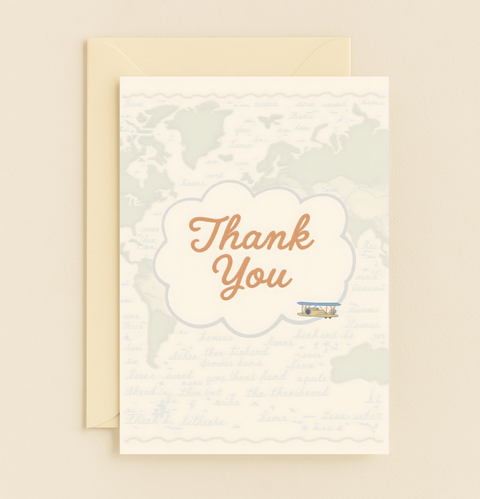vintage airplane thank you card