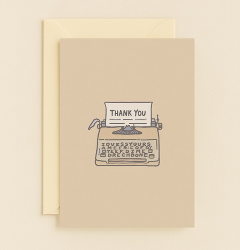 vintage typewriter thank you card