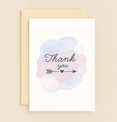 watercolor arrow thank you card