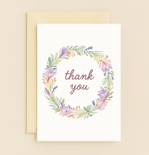 whimsical floral thank you card