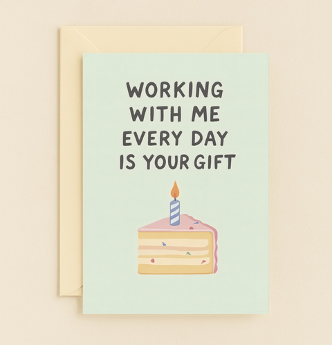 working with me cake card