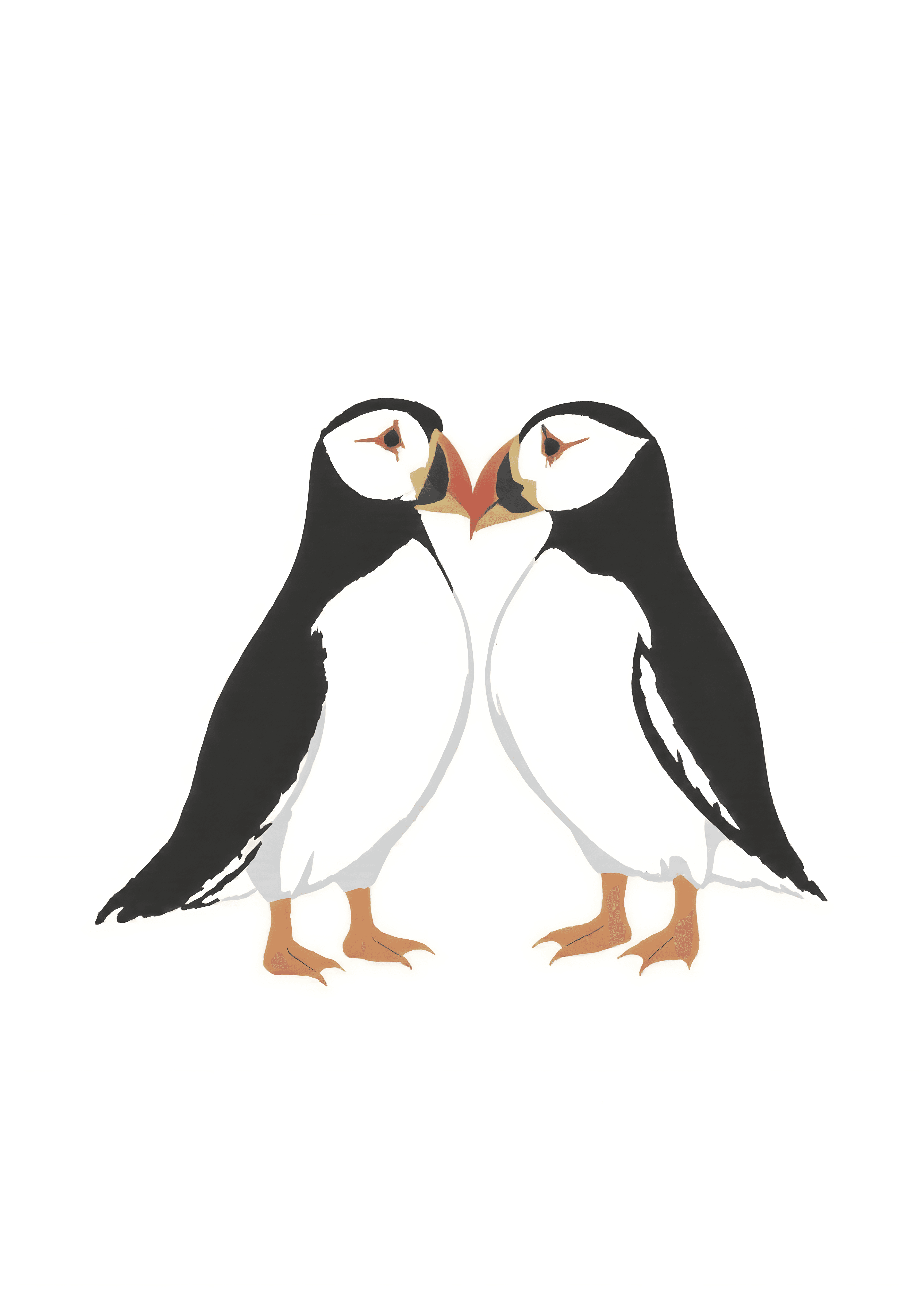 Puffin Love Greeting Card Modern Illustrated Design