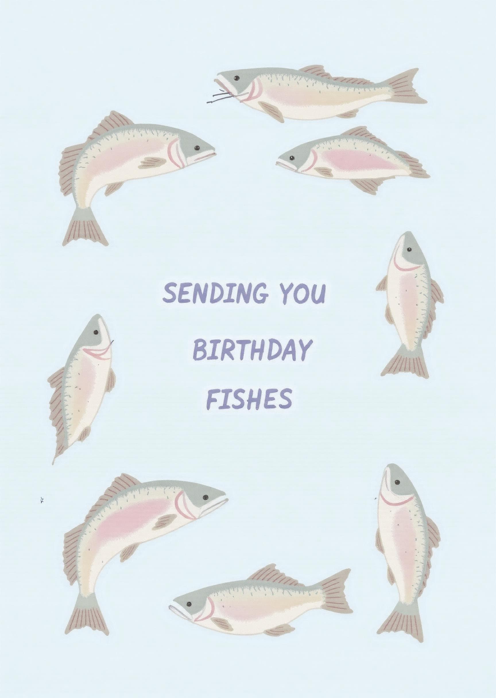 Funny Birthday Greeting Card Fishy Wishes Cute Design