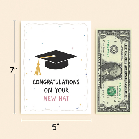 Graduation Greeting Card Funny Modern New Hat Design - Size