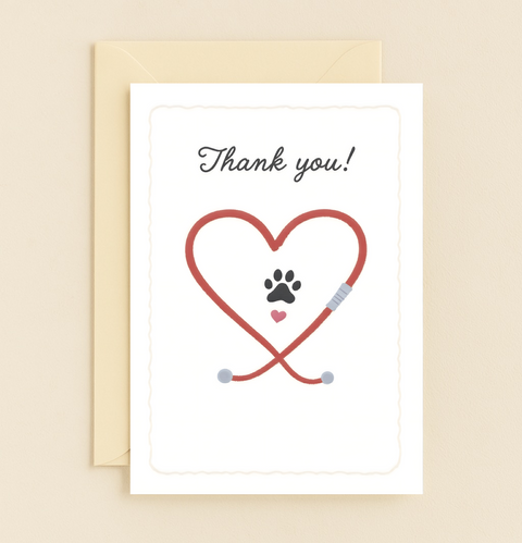 Thank You Card Stethoscope Heart Modern Design - Front