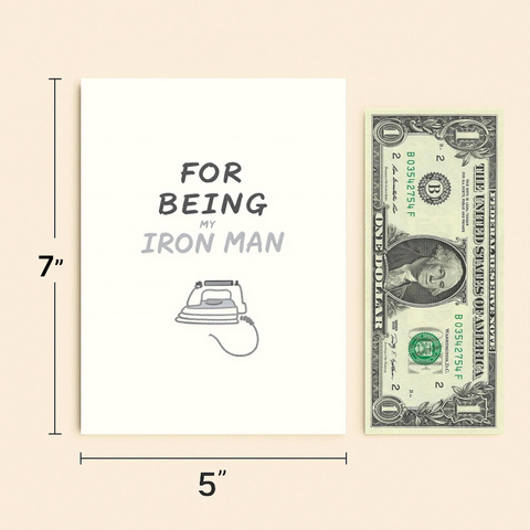 Funny Greeting Card with Iron Pun for Him - Size