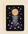 Bitcoin Greeting Card Limitless Future Cosmic Design - Front