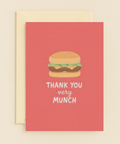 Thank You Greeting Card Cute Burger Design - Front