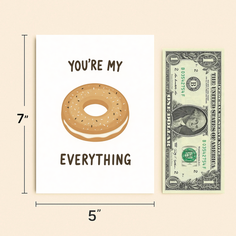 Bagel Love Greeting Card Cute Donut Pun - Size