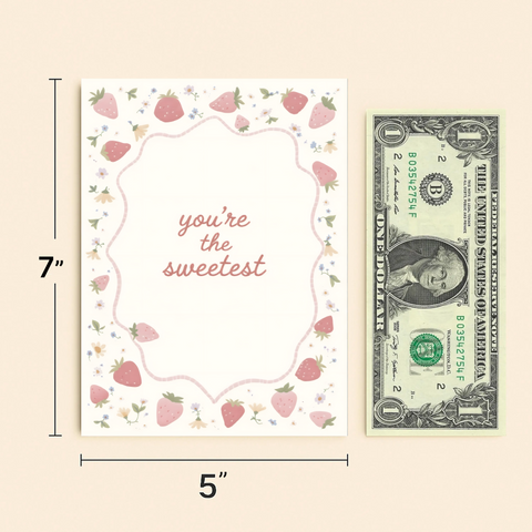 Sweet Greeting Card with Cute Strawberry Design - Size