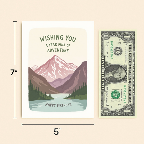 Funny Birthday Card Mountain Adventure Scene - Size