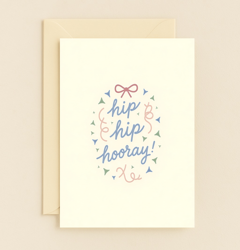 "Birthday Greeting Card Hip Hip Hooray Modern Design" - Front