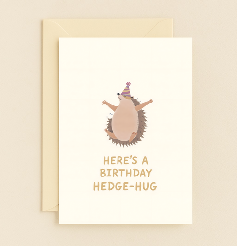 Funny Birthday Card Cute Party Hedgehog Design - Front