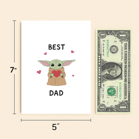 Cute Dad Greeting Card Baby Alien Holding Heart - Size