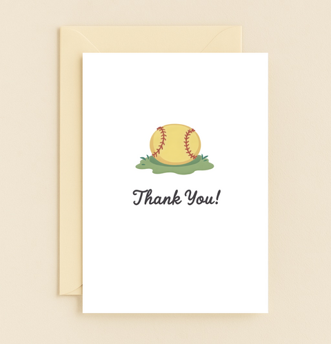 Thank You Card Baseball Theme Modern Design - Front