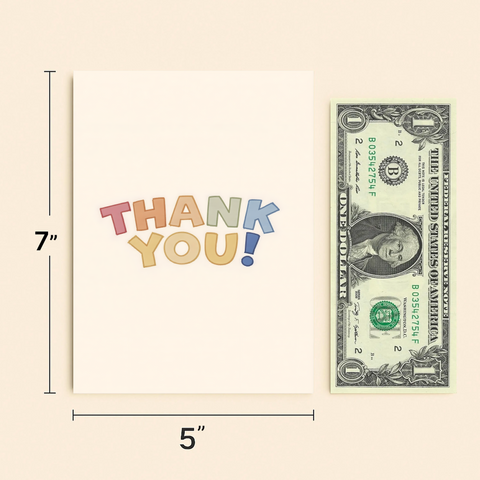 Thank You Card Rainbow Colors Modern Design - Size