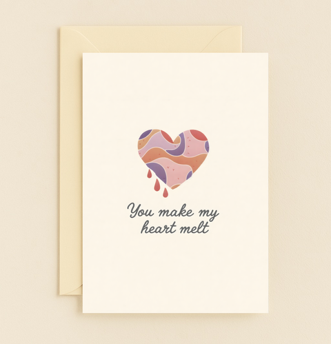 Romantic Greeting Card with Cute Illustrated Heart Design - Front