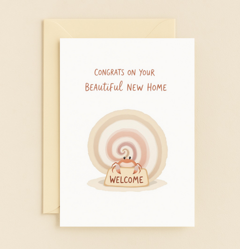 Housewarming Greeting Card with Cute Crab Design - Front