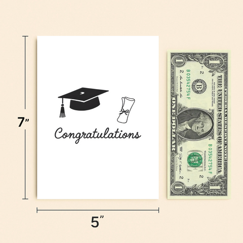 Graduation Greeting Card Minimalist Cap and Diploma Design - Size