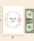 Thank You Card with Cute Fall Pumpkin Wreath Design - Size