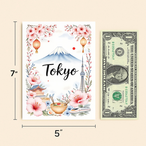 Tokyo Illustrated Greeting Card Beautiful Japan Design - Size