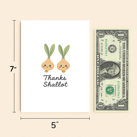 Funny Thank You Card Cute Illustrated Shallots - Size