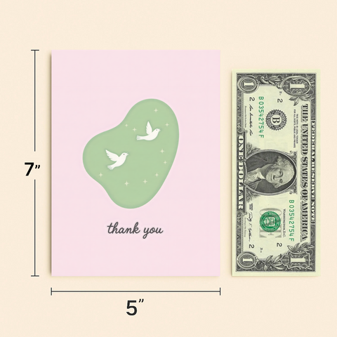 Thank You Card Soaring Doves Modern Design - Size