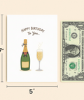 Funny Birthday Card Champagne Bottle Bubbly Cheers - Size