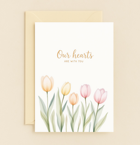 Sympathy Card Modern Watercolor Tulips - Front