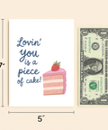 Funny Love Greeting Card Strawberry Cake Design - Size