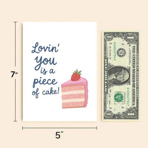 Funny Love Greeting Card Strawberry Cake Design - Size