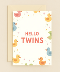 Twin Baby Greeting Card Cute Duck Design - Front