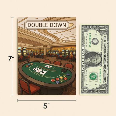 Funny Birthday Card Casino Double Down Theme - Size
