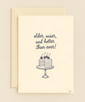 Funny Birthday Greeting Card with Cake Retro Design - Front