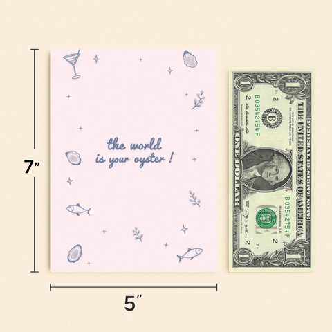 Motivational Greeting Card Cute Oyster Design - Size