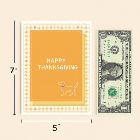 Thanksgiving Greeting Card Cute Dog Illustration - Size