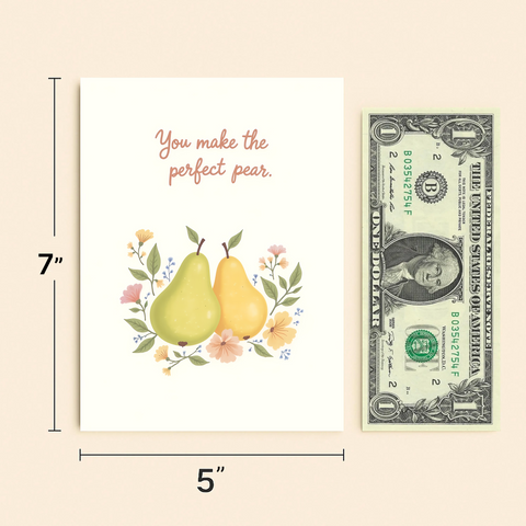Funny Greeting Card Cute Perfect Pear Illustration - Size