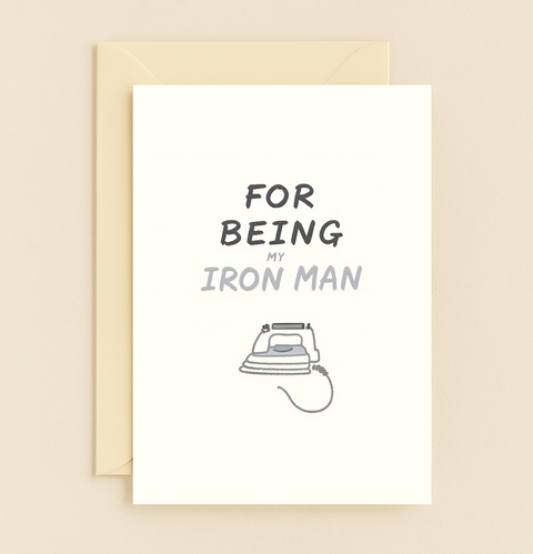 Funny Greeting Card with Iron Pun for Him - Front