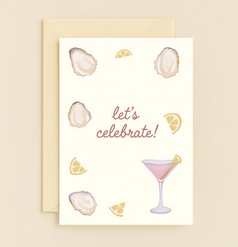 Funny Celebration Card with Martini and Oysters - Front