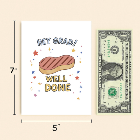 Funny Graduation Card Steak Congrats Modern Design - Size