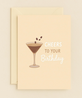 Funny Birthday Greeting Card with Espresso Martini Illustration - Front