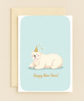 Cute Polar Bear Happy New Year Celebration Party Hat Card product image