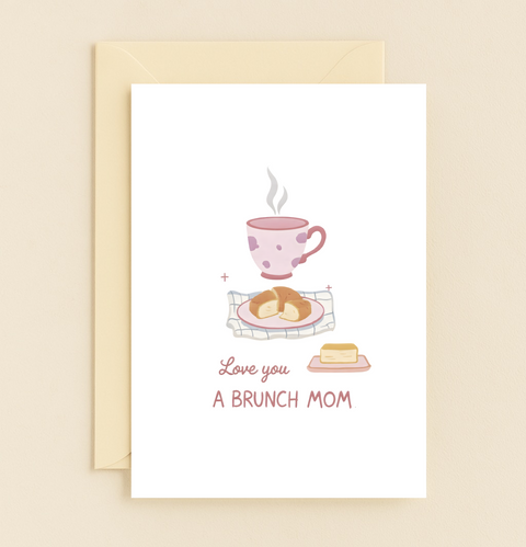 Funny Mothers Day Card Cozy Brunch Theme - Front